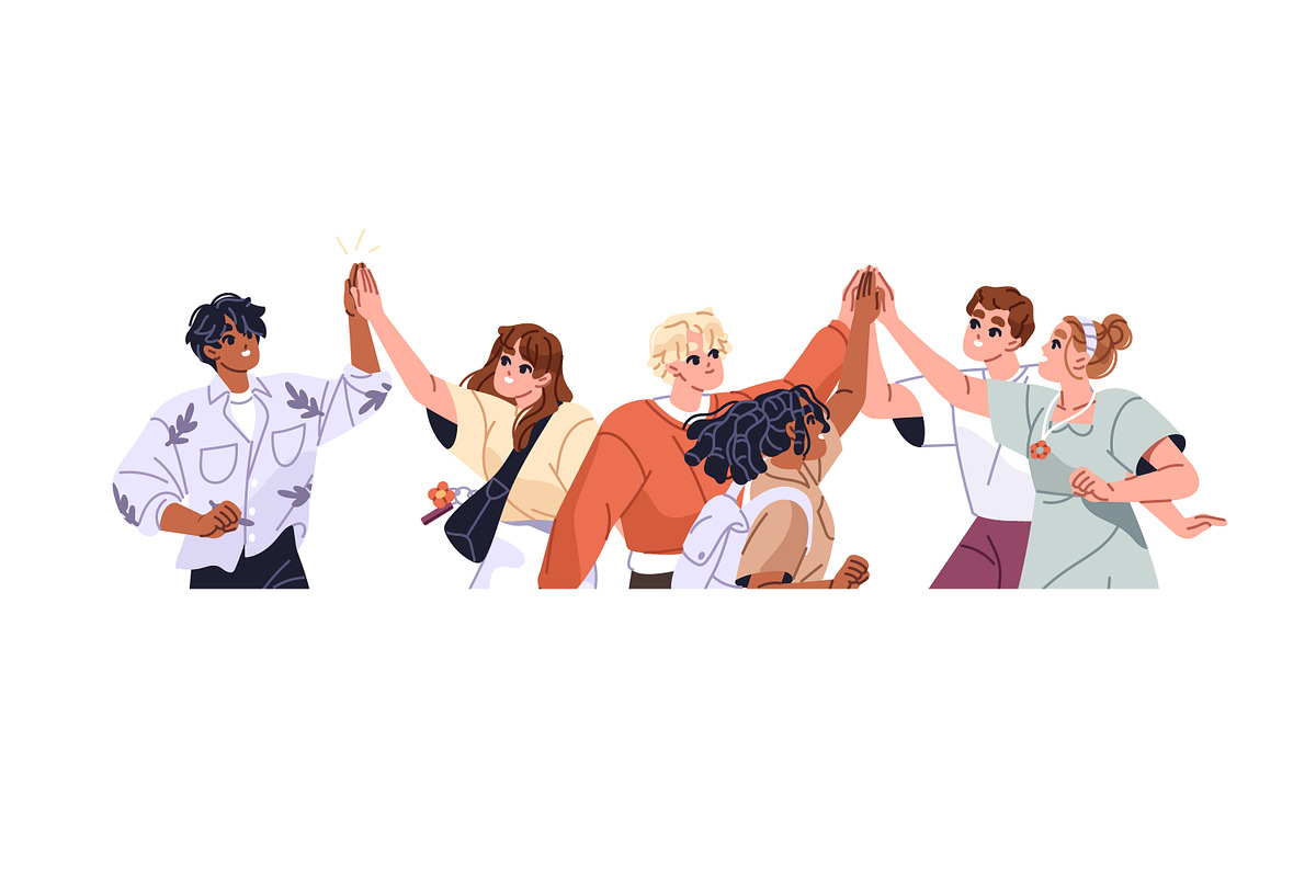 Happy people give high five set, a Person Illustration by PaperTrident (Photo 9 of 9)