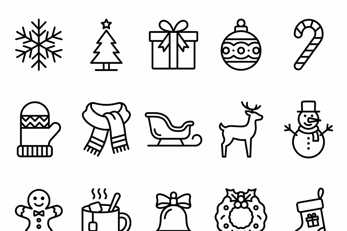 Bundles Winter Holiday Outline Icons, an Outline Icon by adenpinkstore (Photo 11 of 11)