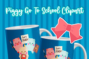 Piggy Go to School Clipart, an Object Graphic by Cozy Cat Design (Thumbnail 3 of 3)