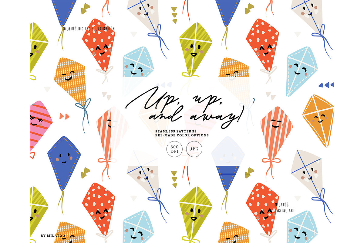 Flying kite - Nursery Seamless Patte, a Pattern Graphic by Milatoo (Photo 1 of 4)