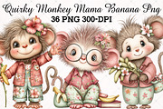Quirky Monkey Mama Banana Clipart, an Animal Illustration by RobertsArt (Thumbnail 1 of 5)