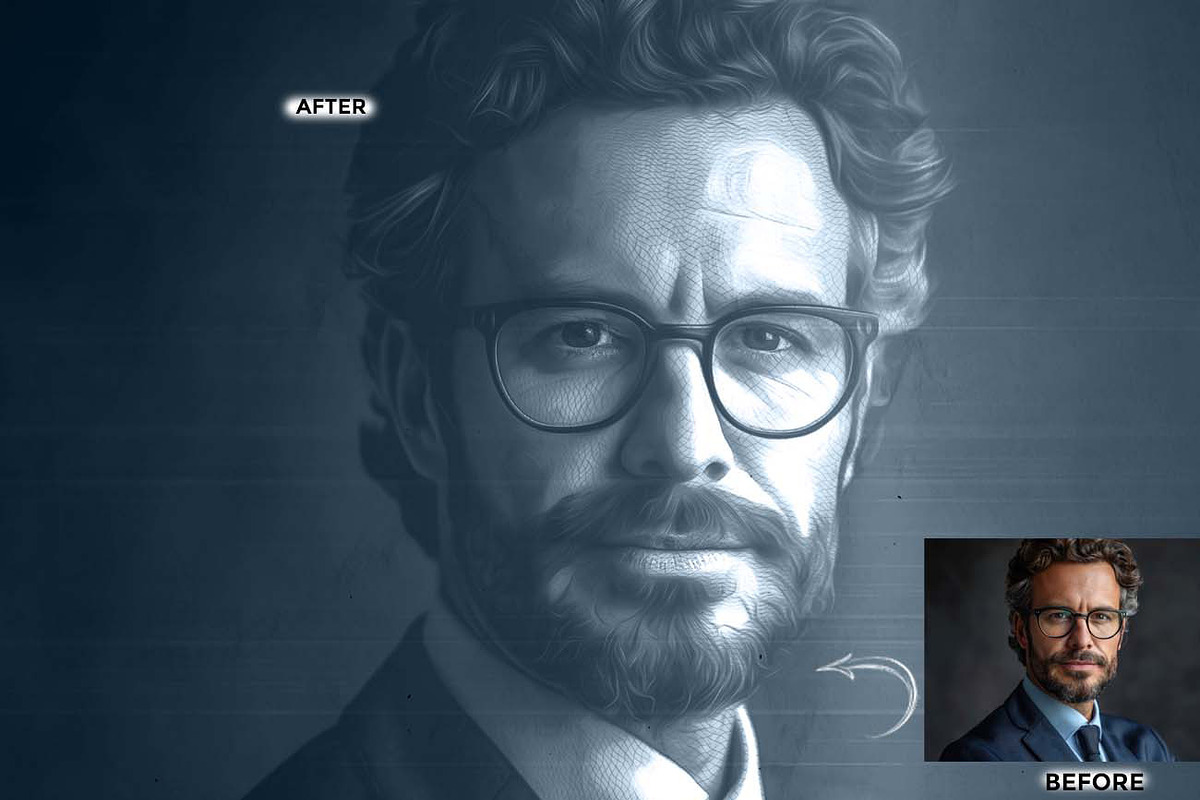 Steel Plate Portrait FX Ps Action, an Action Add-On by Studio Retouch (Photo 8 of 10)