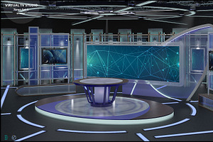 Virtual TV Studio News Set 5