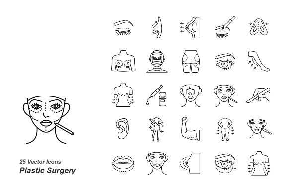 Plastic Surgery Outlines Vector Icon