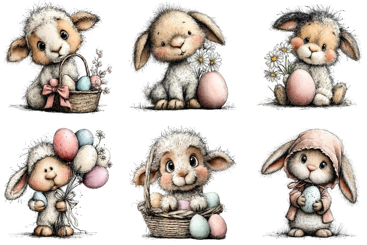 Bunny Lamb Easter Clipart, an Illustration by Sublimation Artist (Photo 5 of 7)