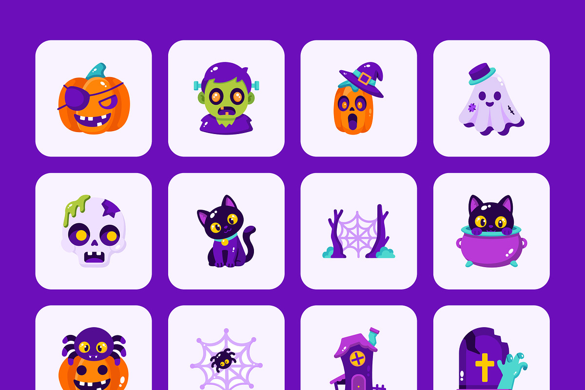 110 Halloween Flat Bundle Icons, an Emoji Icon by Prosymbols (Photo 9 of 11)