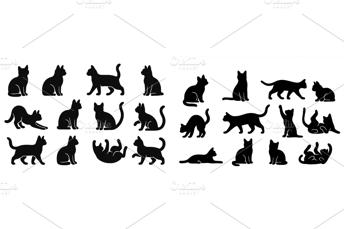 Variety of cat silhouettes, an Animal Illustration by ZinetroN