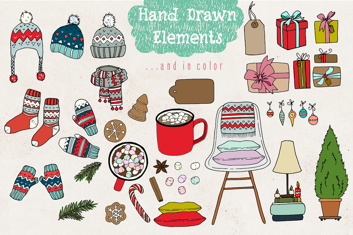 Cozy Christmas Lettering & Clipart, a Seasonal Illustration by Sketchetarian (Photo 9 of 10)