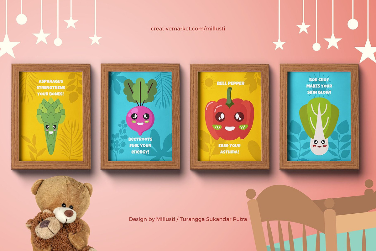 Customizable Vegetables Nursery Art, a Food Illustration by Millusti (Photo 3 of 9)