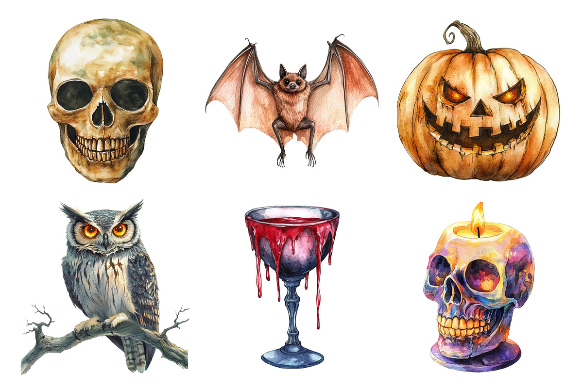 Vintage Creepy Halloween Clipart, an Illustration by Daily.Designs (Photo 2 of 5)