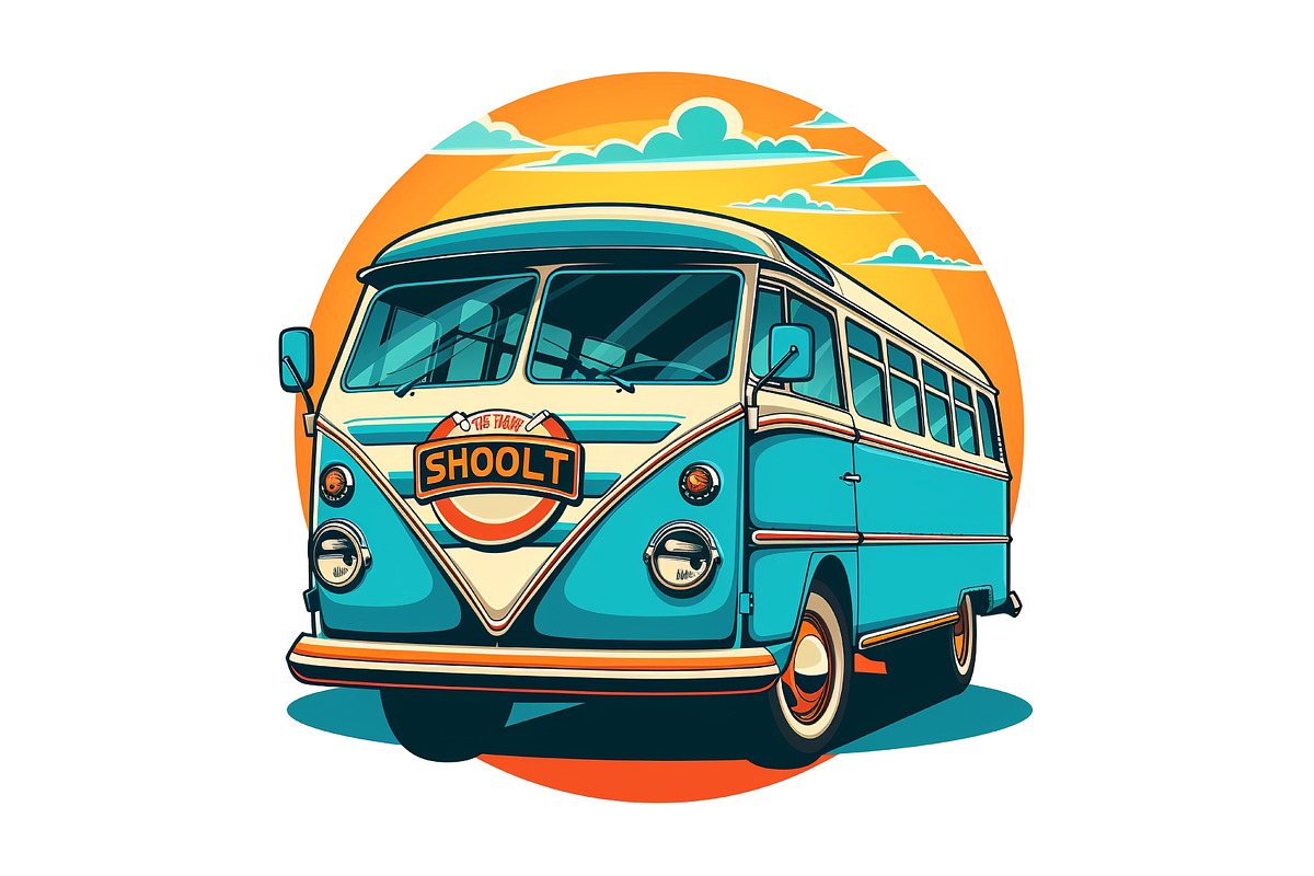 Old-School Bus Digital Artwork PNG, a Transportation Illustration by Ghagra (Photo 2 of 3)