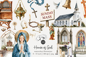 115 watercolour church clip art