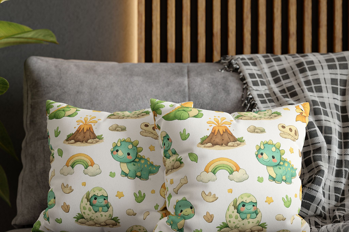 Cute Dinosaur Seamless Pattern, a Pattern Graphic by elfy creative (Photo 4 of 8)
