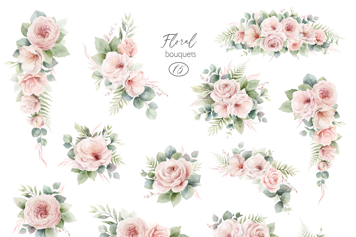 Dusty Pink & Green Watercolor, an Object Illustration by Elena Medvedeva (Photo 4 of 10)