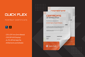 Quick Flex - Portrait Certificate, a Print Template by StreaksideStd