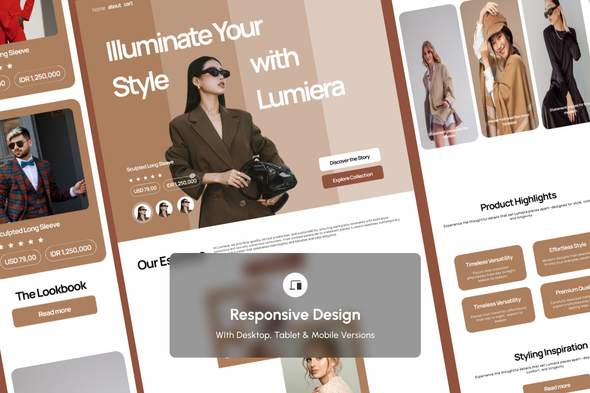Lumiera - Editorial Fashion Landing, a Landing Page Template by productype1 (Photo 3 of 5)
