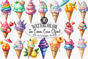 Ice Cream Cone Clipart, an Illustration by Designking