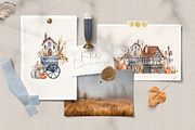 Watercolor Rustic Houses, a Decorative Illustration by Watercolor by Tonia Tkach (Thumbnail 4 of 6)