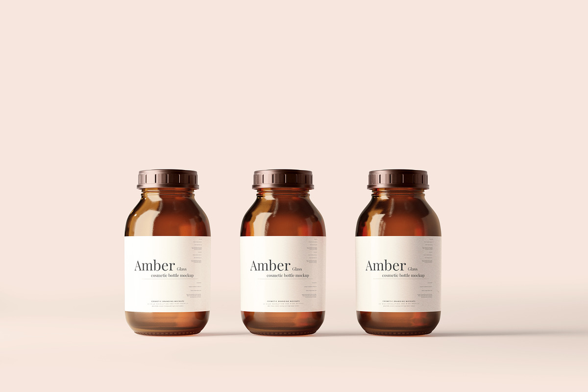 Amber Glass Jar / Bottle Mockups, a Cups & Container Mockup by pmvch (Photo 2 of 10)