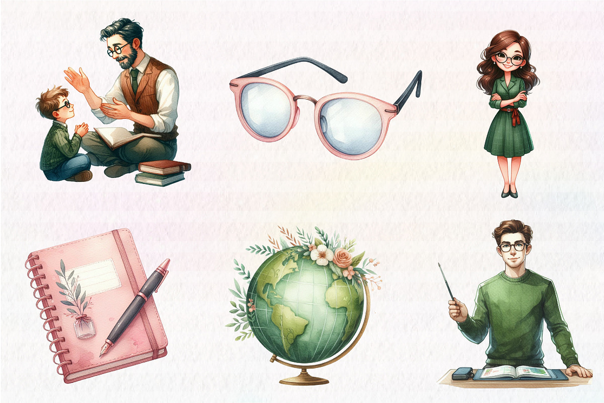 Pastel Teacher's Life Clipart, an Illustration by CreationArt (Photo 2 of 5)