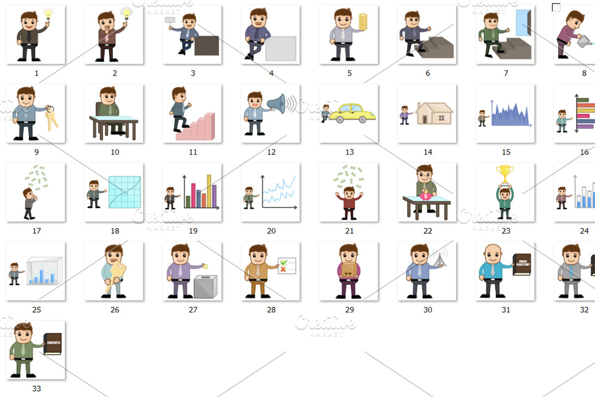 30+ Business Cartoons Concepts 2, a Work Illustration by TrueMitra Designs