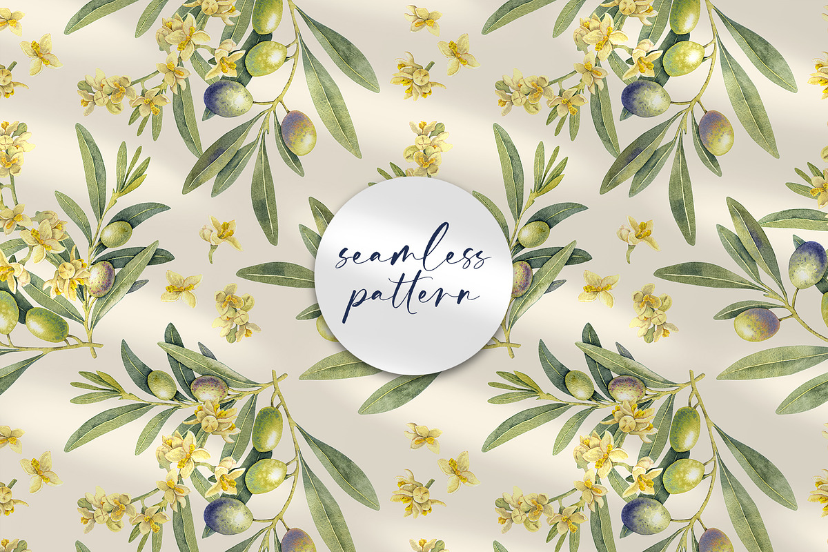 Olive Branches Watercolor Clipart, a Food Illustration by YarovaArt (Photo 13 of 28)