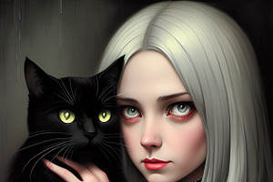 A Person And A Black Cat