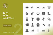 50 Wild West Glyph Icons, an Icon by IconBunny (Thumbnail 1 of 2)