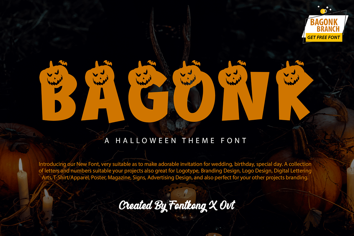 Bagonk - A Halloween Theme Font, a Blackletter Font by overlaytemplates (Photo 1 of 5)