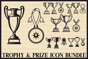 Trophy and Prize Icon Bundle, an Illustration by BIPLOB EXPERT