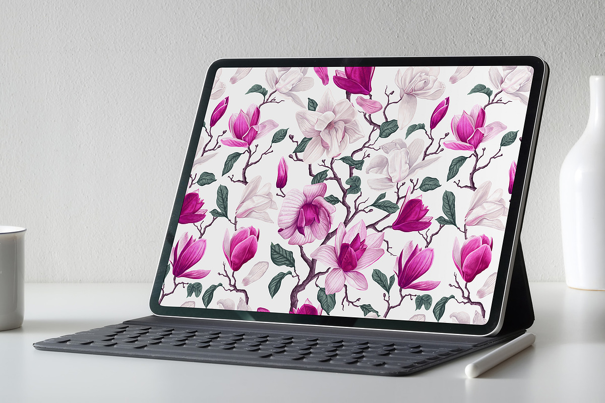 Realistic Seamless Pattern Magnolia, a Pattern Graphic by MarynaPetrovska (Photo 13 of 16)