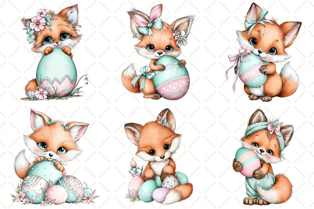 Whimsical Easter Fox Clipart, an Illustration by Black Bird Studio (Photo 4 of 5)
