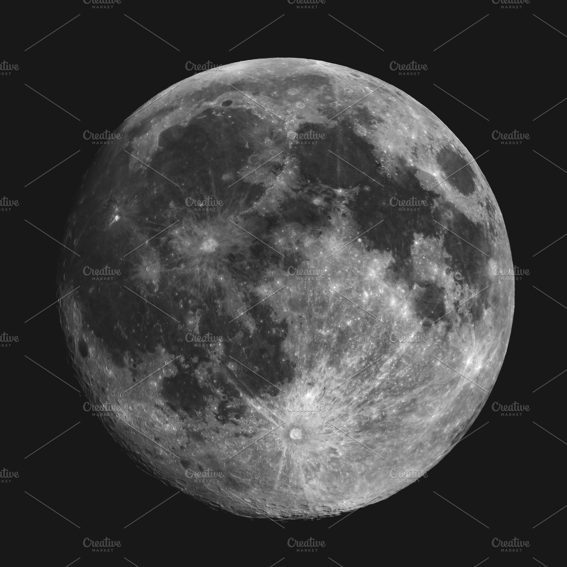 Full moon seen with a telescope, a Photo by WorldOfPhotos