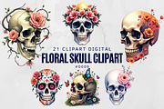 21 Floral Skull Cliparts Digital, a Graphic by Wilin Digital (Thumbnail 1 of 2)