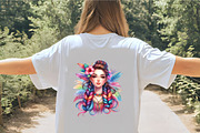 Vibrant rainbow hair girl tropical, an Illustration by CrexoraLab (Thumbnail 3 of 4)
