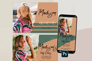 Boho Photoshop Grad Card Template, a Card Template by InstaNoirDesigns