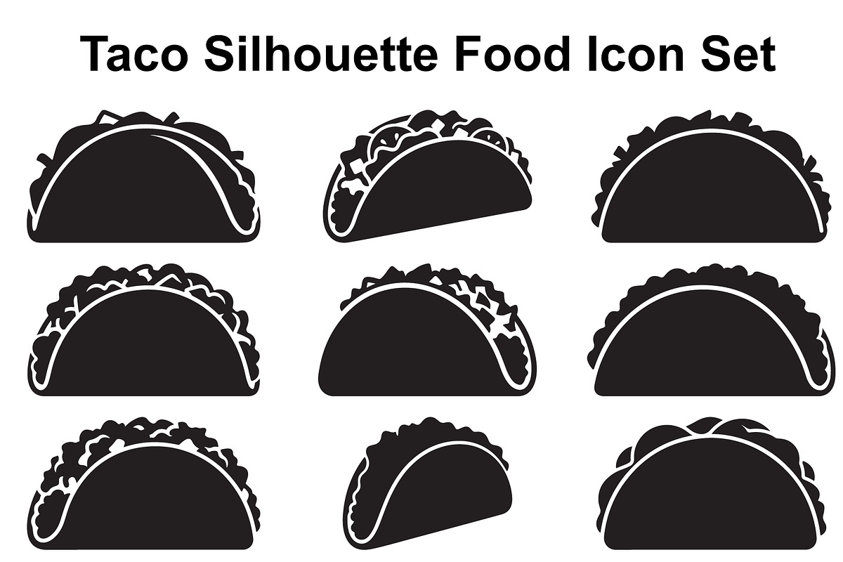 Tasty Taco Silhouette Collection, an Object Graphic by Designs_River (Photo 1 of 3)