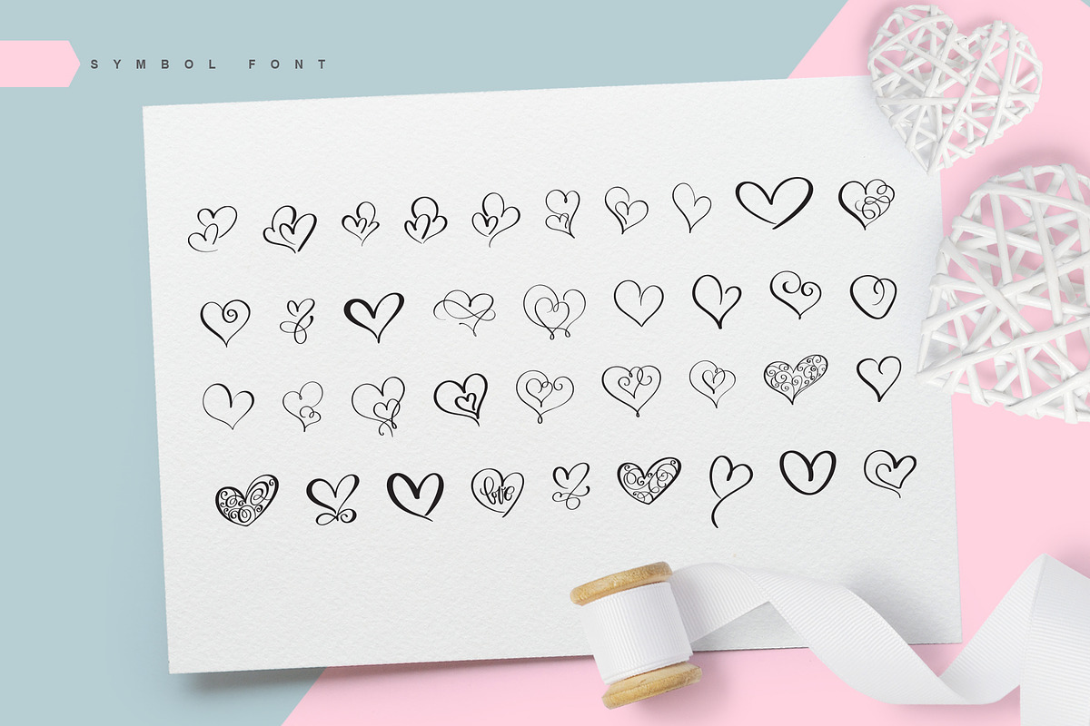 Lovingly Symbol Flourish Hearts Font preview 3