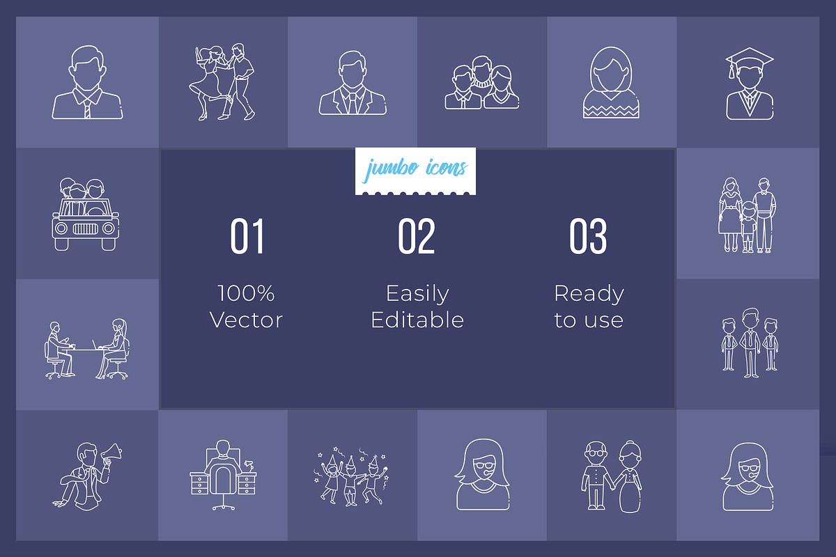 People Line Icons V2, an Outline Icon by Jumbo Icons (Photo 2 of 5)