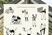 Slow Living People: Vector Line Art, a Person Illustration by divanovskaya_nv (Thumbnail 6 of 12)