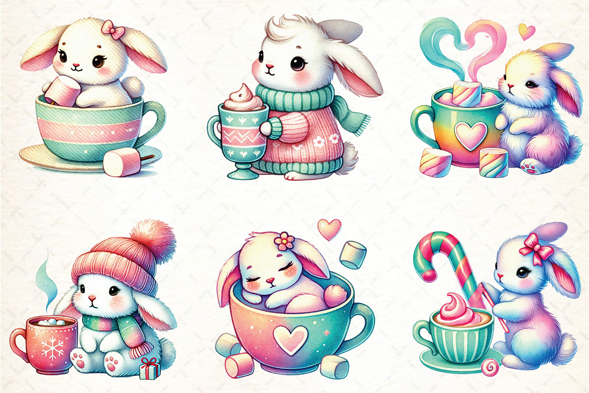 Hot Cocoa Bunny Sublimation Bundle, an Illustration by DreamCafeArt (Photo 3 of 5)