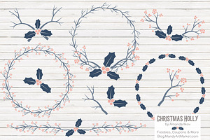 Navy & Blush Holly & Vectors, an Illustration by Amanda Ilkov
