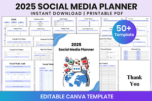 2025 Social Media Planner For Canva, a Stationery Template by Shumaya