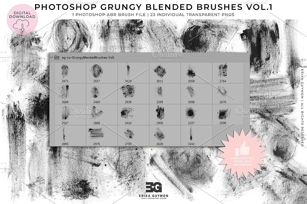 Photoshop Grungy Blended Brushes 1, a Brush Add-On by Erika Guymon (Photo 5 of 5)