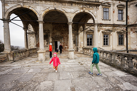 Mother with four kids visit Pidhirtsi Castle, Lviv region, Ukrai, a Person Photo by AS photostudio
