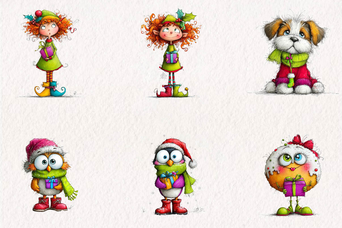 Whimsical Christmas Characters, a Seasonal Illustration by CreationArt (Photo 4 of 7)
