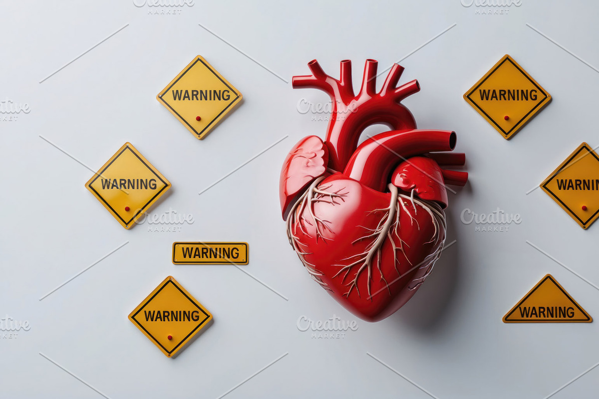 Floating red anatomical heart model, an Illustration by wavebreak