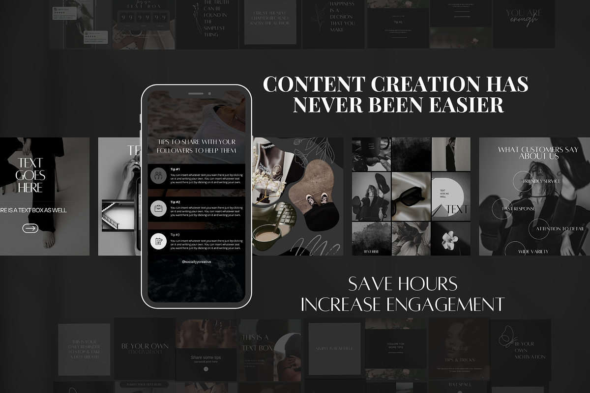 700 Dark Instagram Templates, a Templates & Theme by SociallyyCreative (Photo 6 of 9)