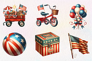 Watercolor Retro 4th of July Clipart, an Illustration by CreationArt (Thumbnail 3 of 9)