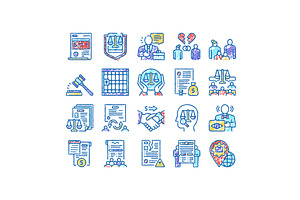 Law Justice Dictionary set Icons, an Object Illustration by pikepicture